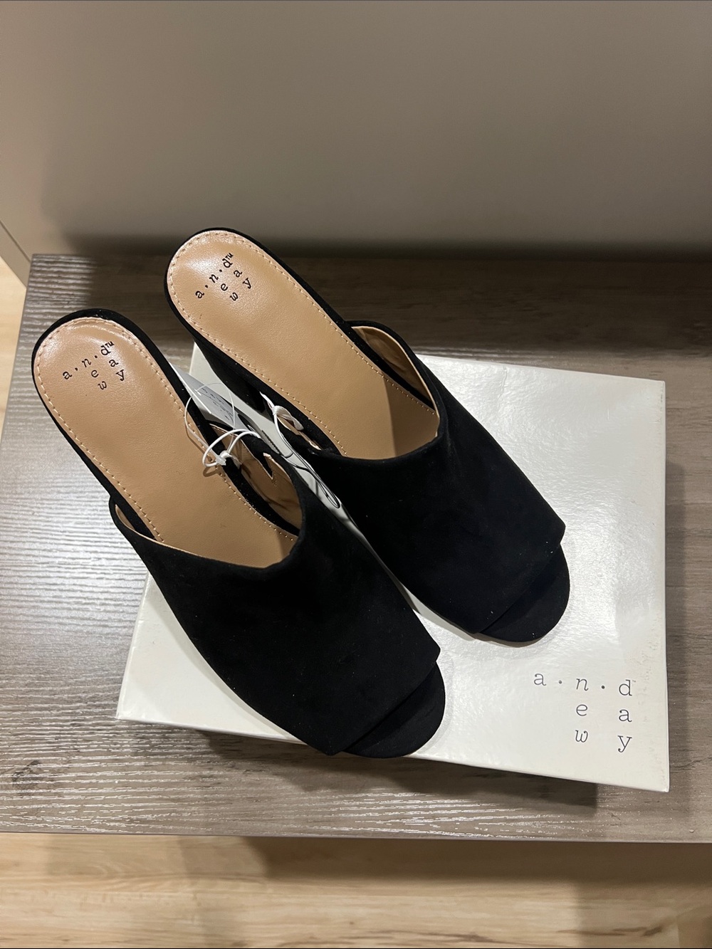 BNIB! A New Day Black Open-Toe Slip-On Mules